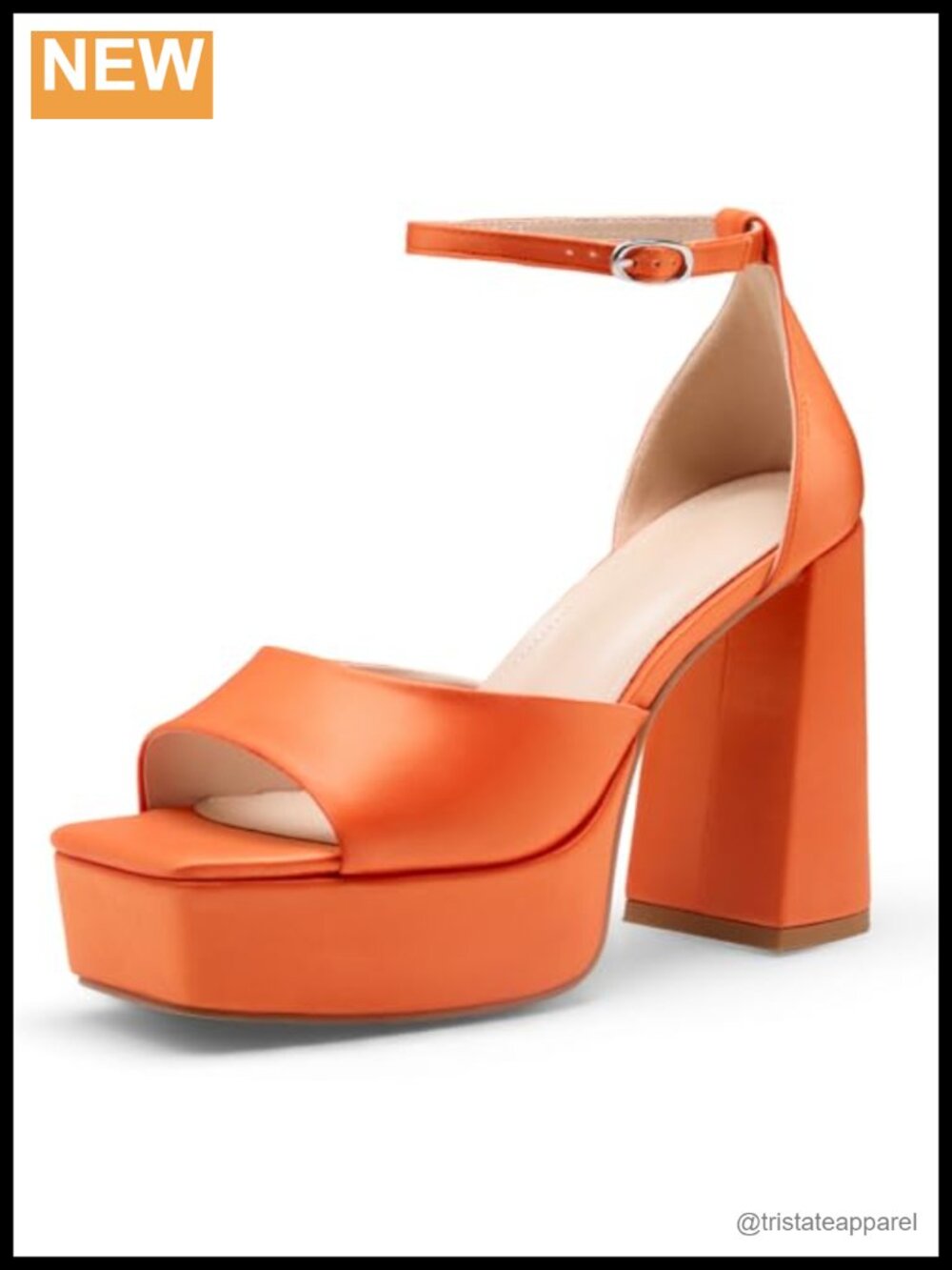 Women's Peep Toe Platform Chunky Heels with Ankle Strap
